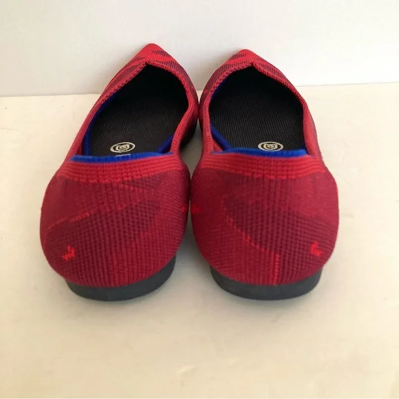 Rothy’s Red Camo Knit Point Toe Slip On Ballet Flat Shoes Size 8 - Picture 6 of 12